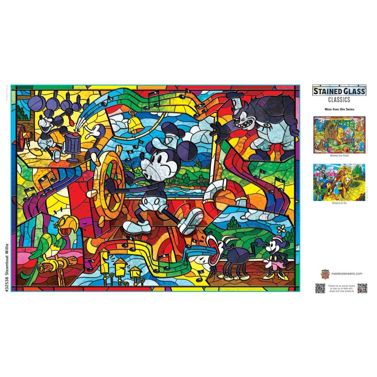 Stained Glass - Steamboat Willie 500 Piece Jigsaw Puzzle - Leo's Treasure Box