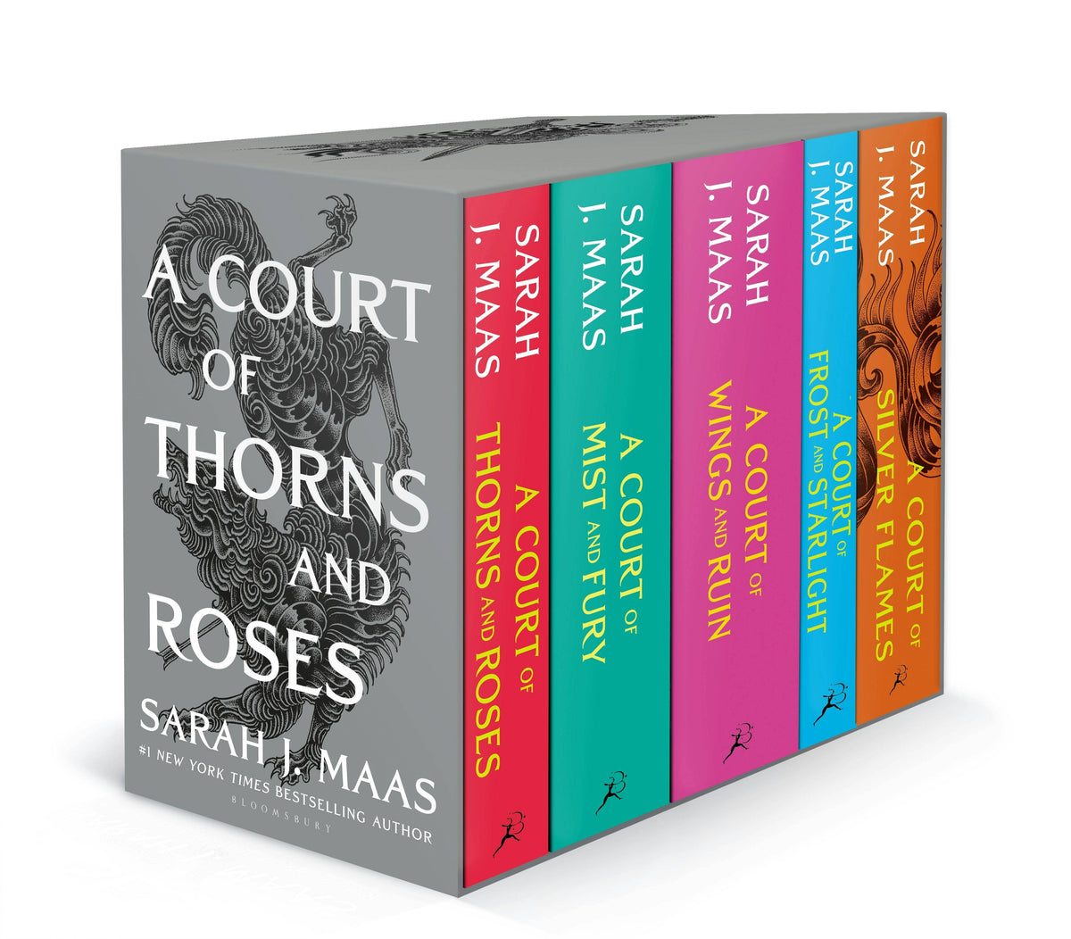 Box set of 'A Court of Thorns and Roses' series by Sarah J. Maas on a white background