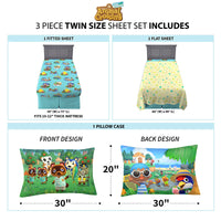 Animal Crossing 3 Piece Twin Sheet Set