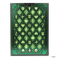 Decorative green and black card with various symbols on a transparent background