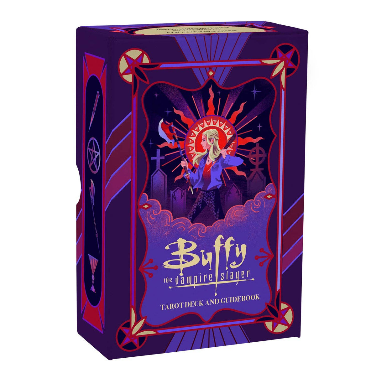 Buffy the Vampire Slayer tarot deck packaging with purple and red design.