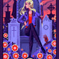 Tarot card titled 'The Emperor' with a stylized illustration of a person holding a sword in a graveyard setting.