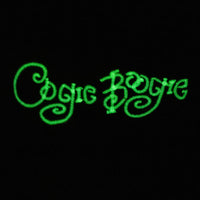 Glowing green text 'Oogie Boogie' on a black background
