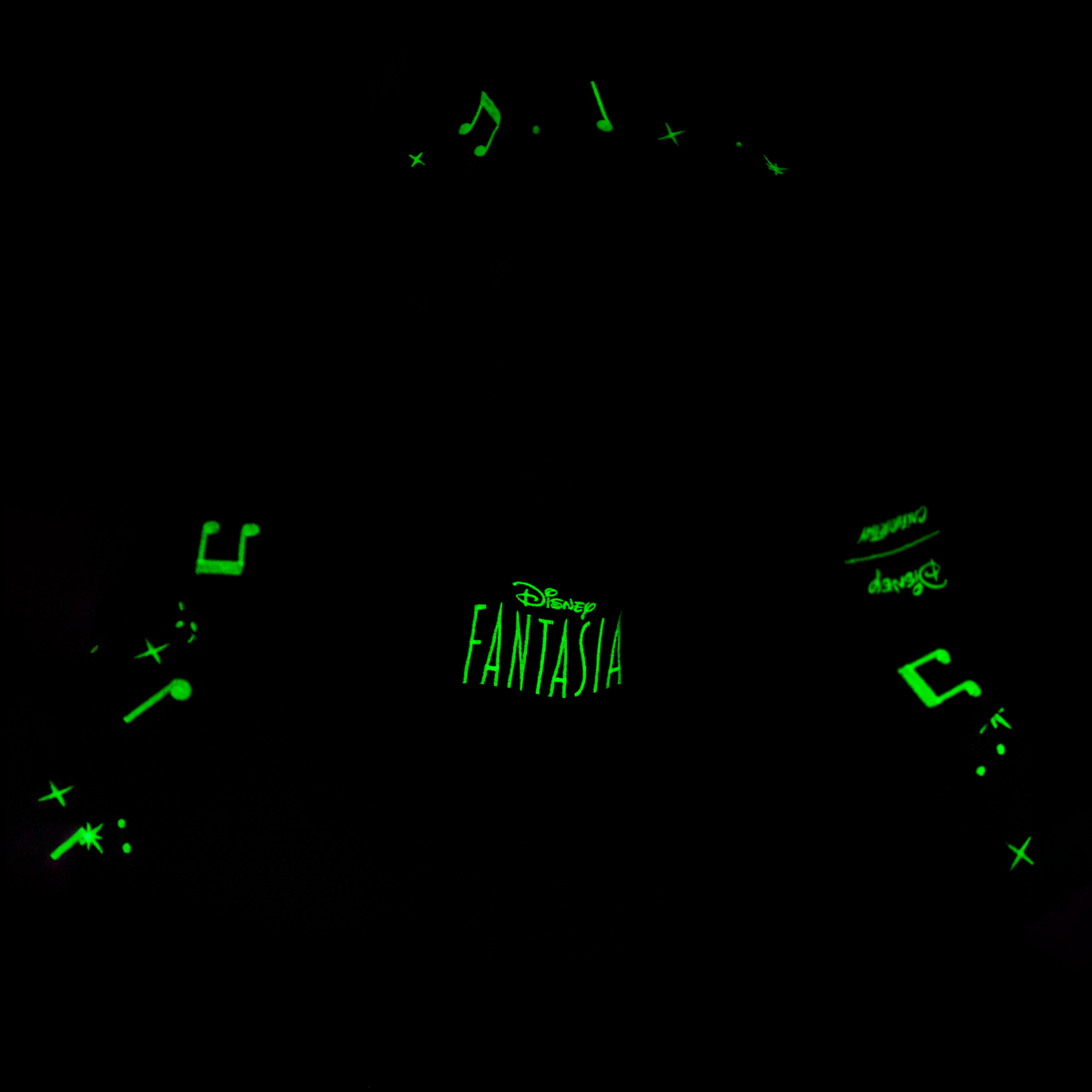 Glowing green 'Fantasia' logo on a black background