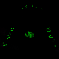 Glowing green 'Fantasia' logo on a black background