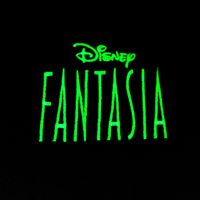 Green 'Fantasia' text with Disney logo on a black background