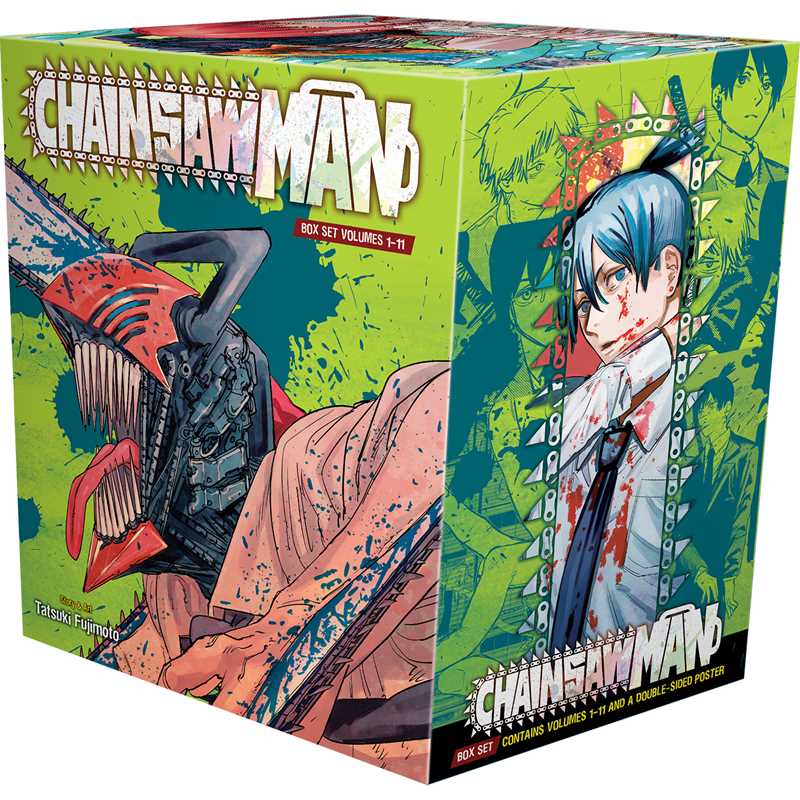 Chainsaw Man box set with colorful artwork on a white background