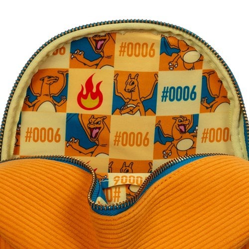 Pokémon Charizard corduroy convertible backpack with zipper closure and wing accents