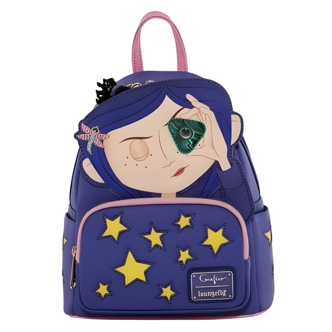 Backpack with cartoon character design on a white background