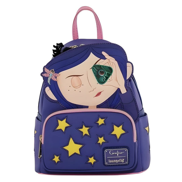 Backpack with cartoon character design on a white background