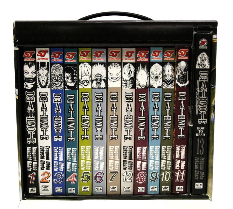 Collection of 'Death Note' manga volumes in a box set.