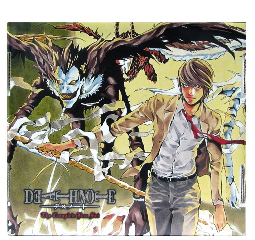 Anime-style book cover featuring a character and a creature with 'Death Note' branding.