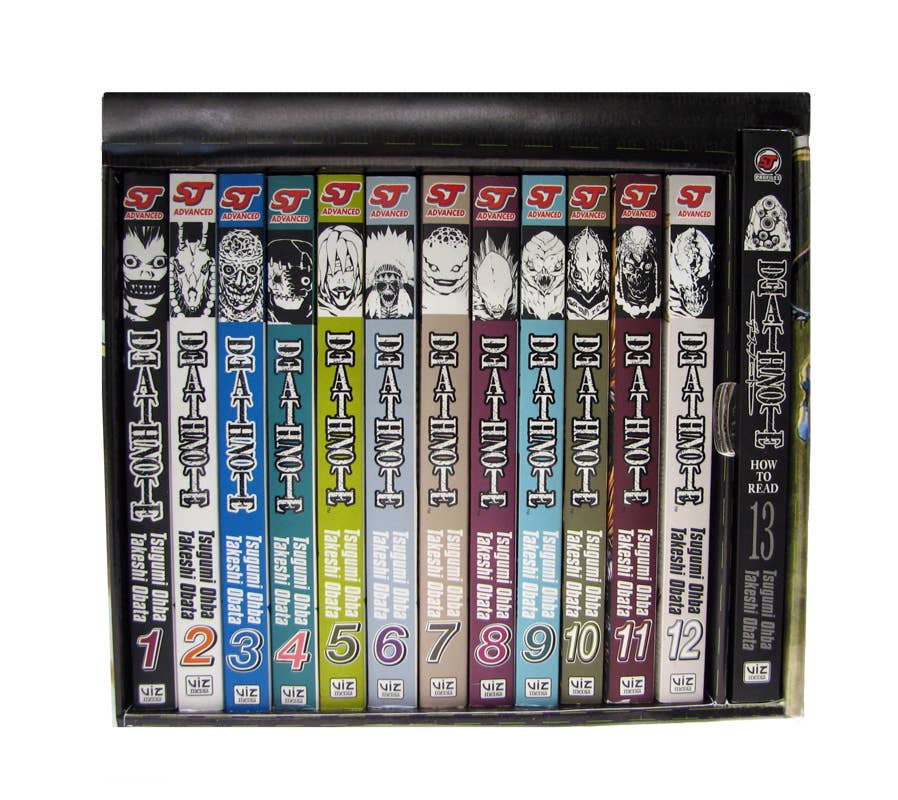 Collection of 'Death Note' manga volumes in a box set on a white background