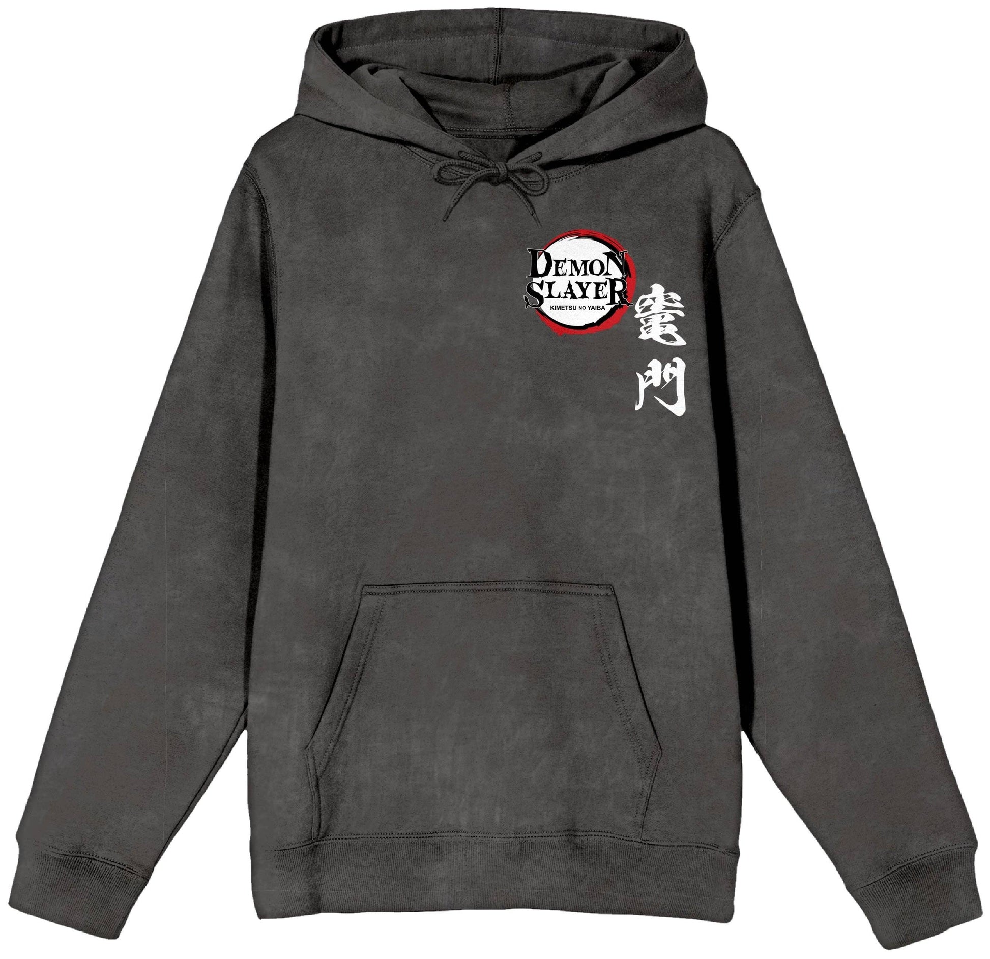 Dark gray hoodie with 'Demon Slayer' logo on a white background