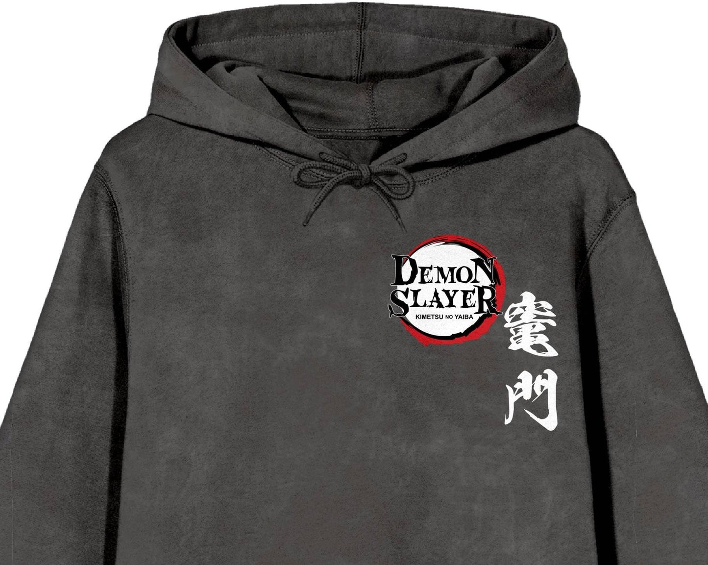 Black hoodie with 'Demon Slayer' logo on a white background