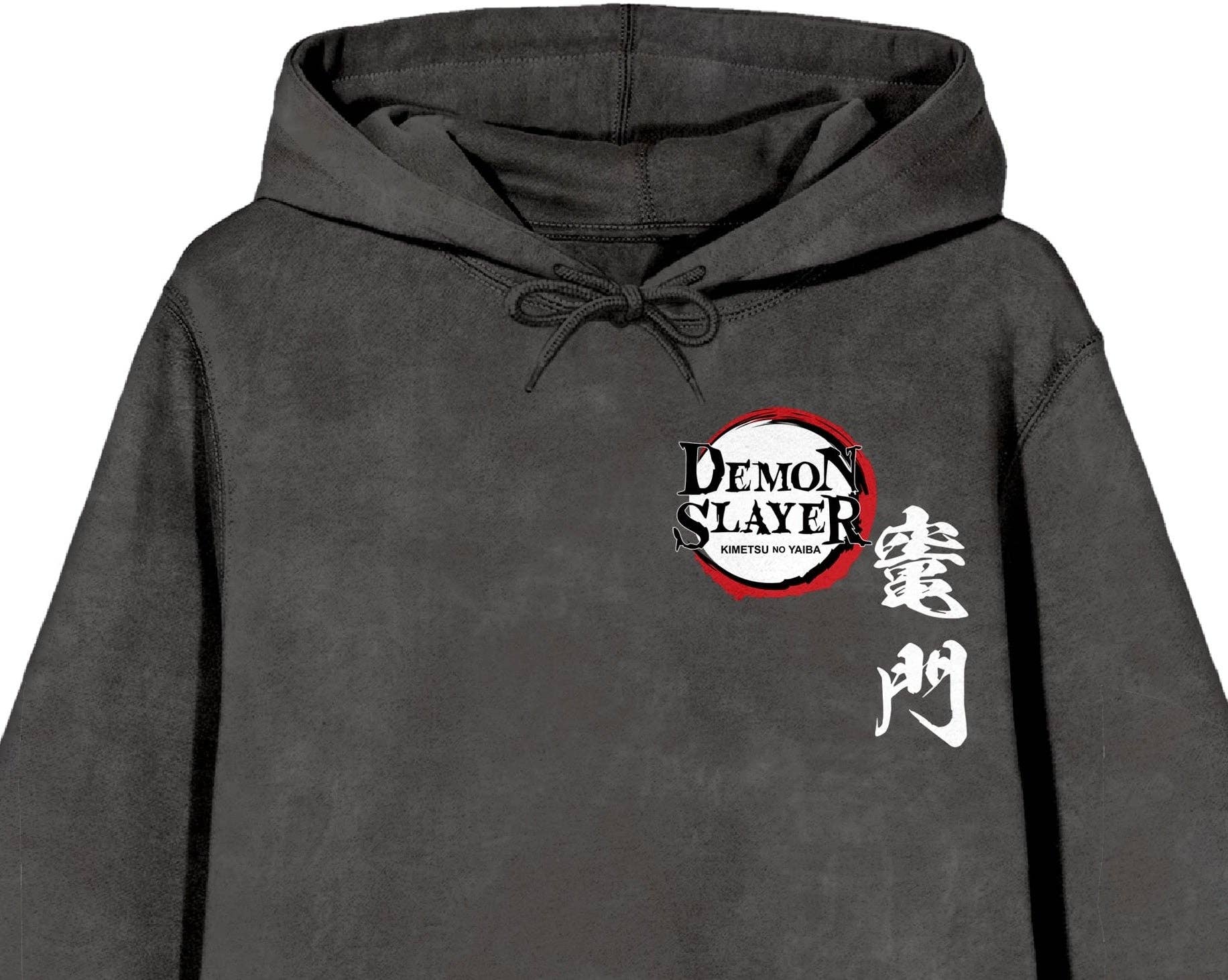 Black hoodie with 'Demon Slayer' logo on a white background