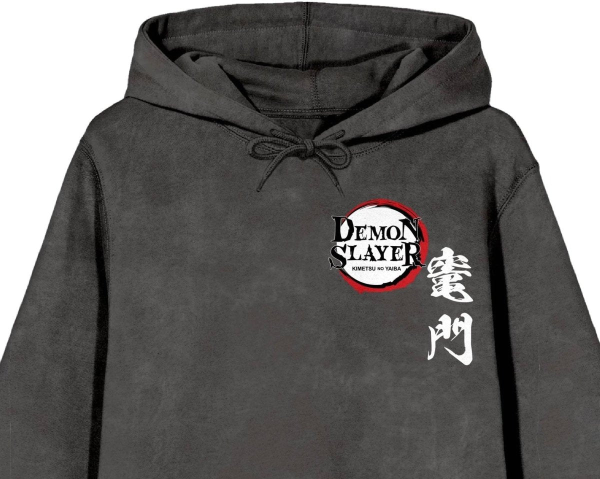 Black hoodie with 'Demon Slayer' logo on a white background