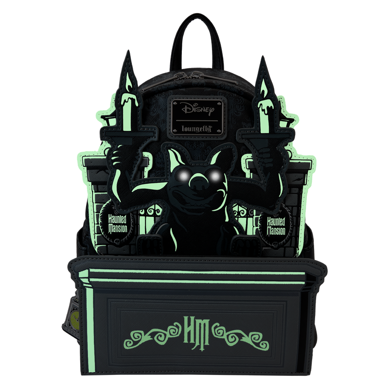 Disney Loungefly The Haunted Mansion Gargoyle Wallpaper Light Up Glow Mini Backpack