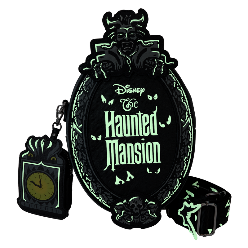 Disney Loungefly The Haunted Mansion Plaque Glow Crossbody Bag With Coin Bag