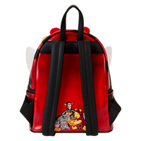 Loungefly Disney Winnie the Pooh Ladybug Cosplay Mini Backpack with a cute, animated design of Pooh as a ladybug, including black and red accents and adjustable straps.