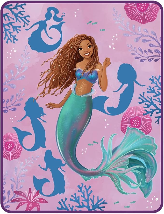 Cozy lightweight throw blanket featuring Disney’s The Little Mermaid design
