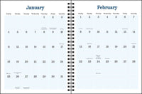 Calendar with January and February pages showing days of the month.
