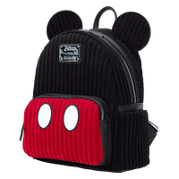 Exclusive Loungefly Mickey Mouse backpack featuring plush corduroy material and 3D character ears