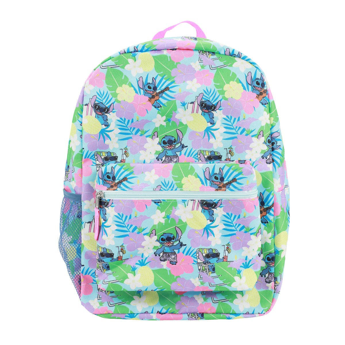 Backpack with cartoon character pattern on a white background