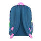 Blue backpack with floral straps on a white background