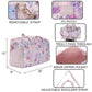 Floral patterned bag with features highlighted on a white background