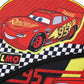 Red car-shaped bag with checkered pattern and visible branding
