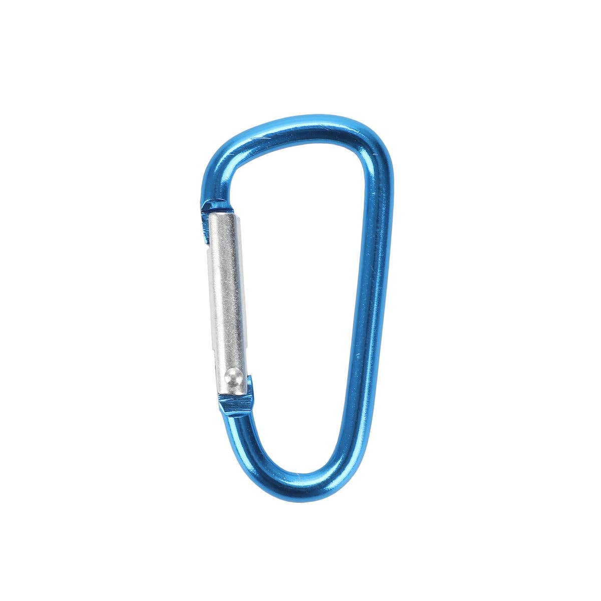 Blue carabiner on a white background