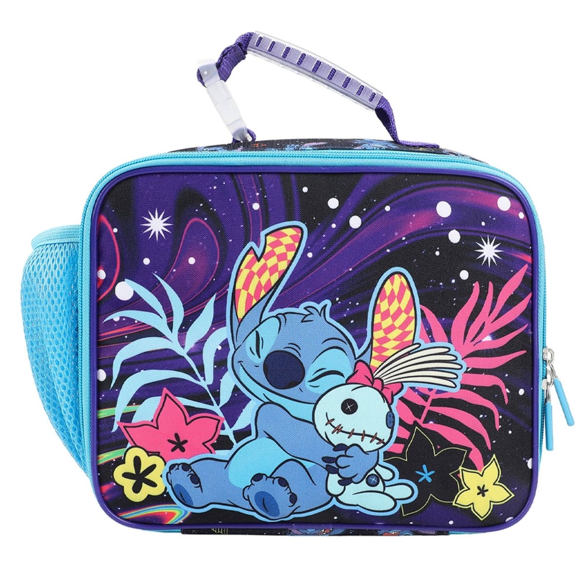 Lunch bag with cartoon character design on a white background