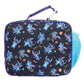 Insulated lunch bag with cartoon character pattern on a white background