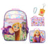 Backpack, pouch, and keychain set with Rapunzel design on a white background