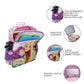 Backpack with Disney Princess design, featuring expandable bottle sleeves, insulated lunchbox, and more.