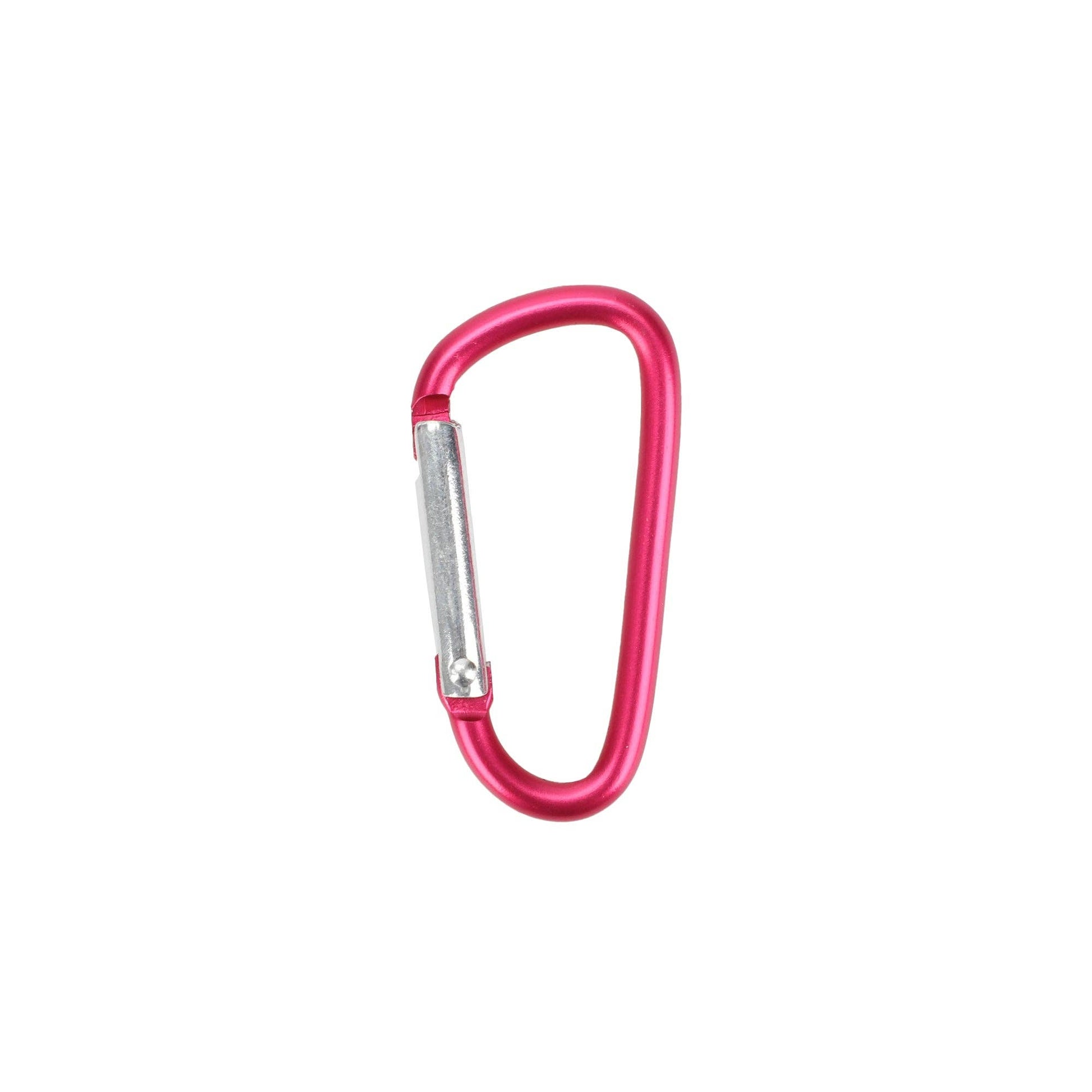 Pink carabiner on a white background