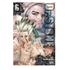 Manga comic book cover for Dr. Stone Volume 6, featuring the main character Kenma Koma with spiky green hair and a lab coat, alongside a large portrait of Tetsurou Yamamoto in the background.