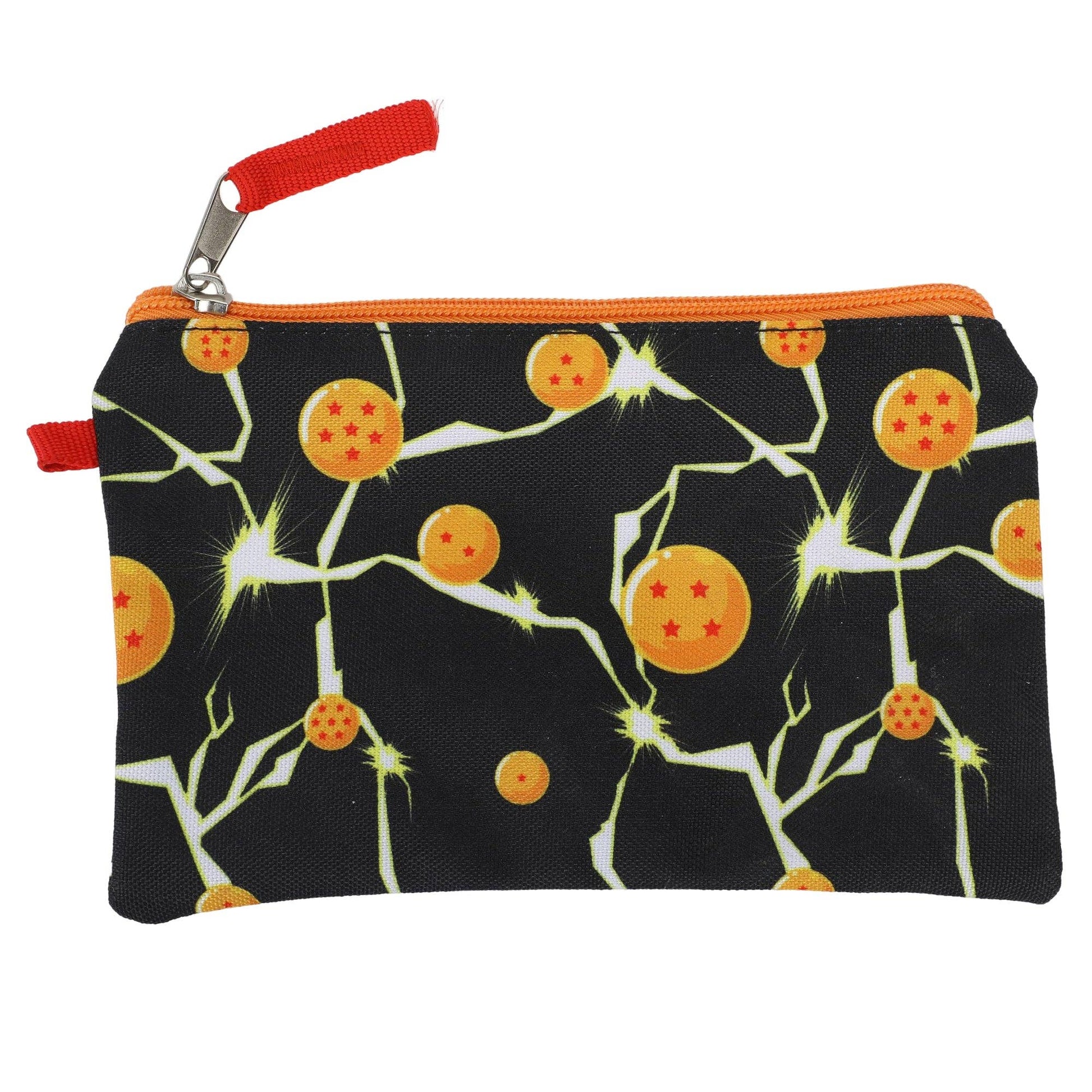 Pouch with dragon ball pattern on a black background