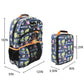 Dragon Ball Z backpack and shoe bag with measurements on a white background