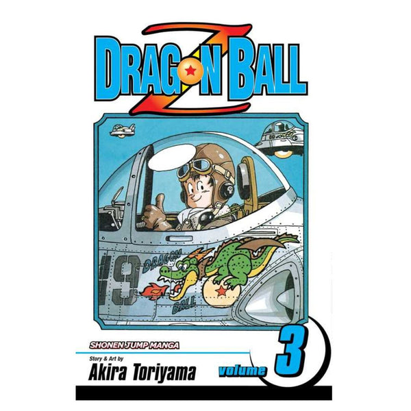 Dragon Ball Z book cover with character in spaceship and dragon illustration
