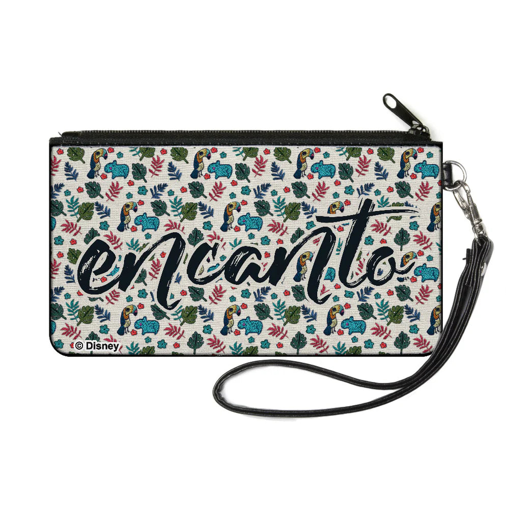 Encanto Script Logo Wristlet Canvas Zipper Wallet