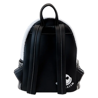 Loungefly The Nightmare Before Christmas Jack Skellington sequin mini backpack displayed with full front detail