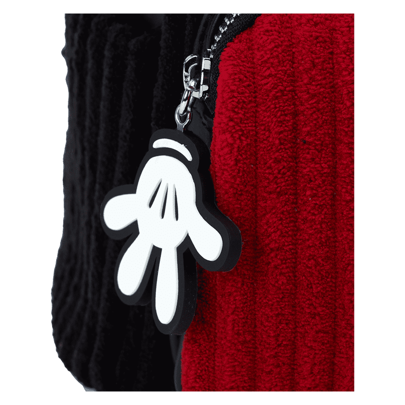 Mickey Mouse cosplay mini backpack in corduroy with signature red and black design