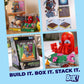 Collage of toy building sets with 'Build It. Box It. Stack It.' text and 'Box!' logo.