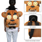 Plush backpack with animal face design, showing details like top handle and padded straps.