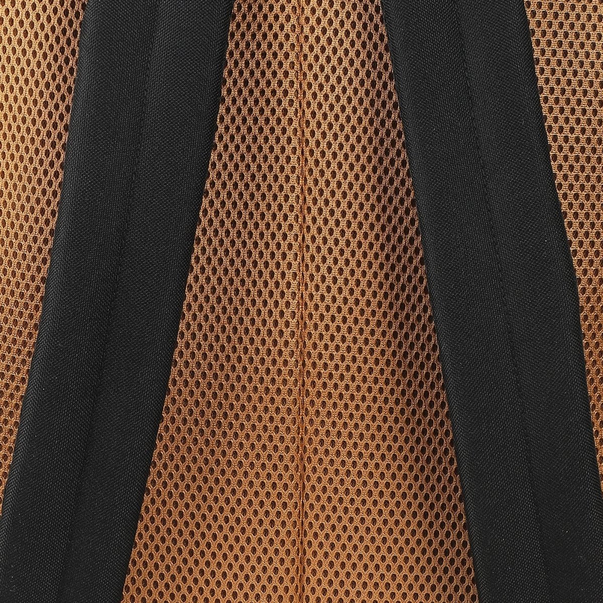 Close-up of black fabric against a brown mesh background