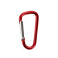 Red carabiner on a white background