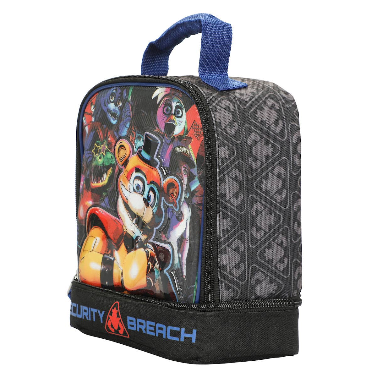  insulated lunch bag with colorful design and 'Security Breach' branding