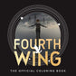 Book cover of 'Fourth Wing' coloring book with a person standing in a misty landscape.